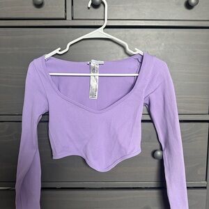 Purple Women's Ribbed Crop Top